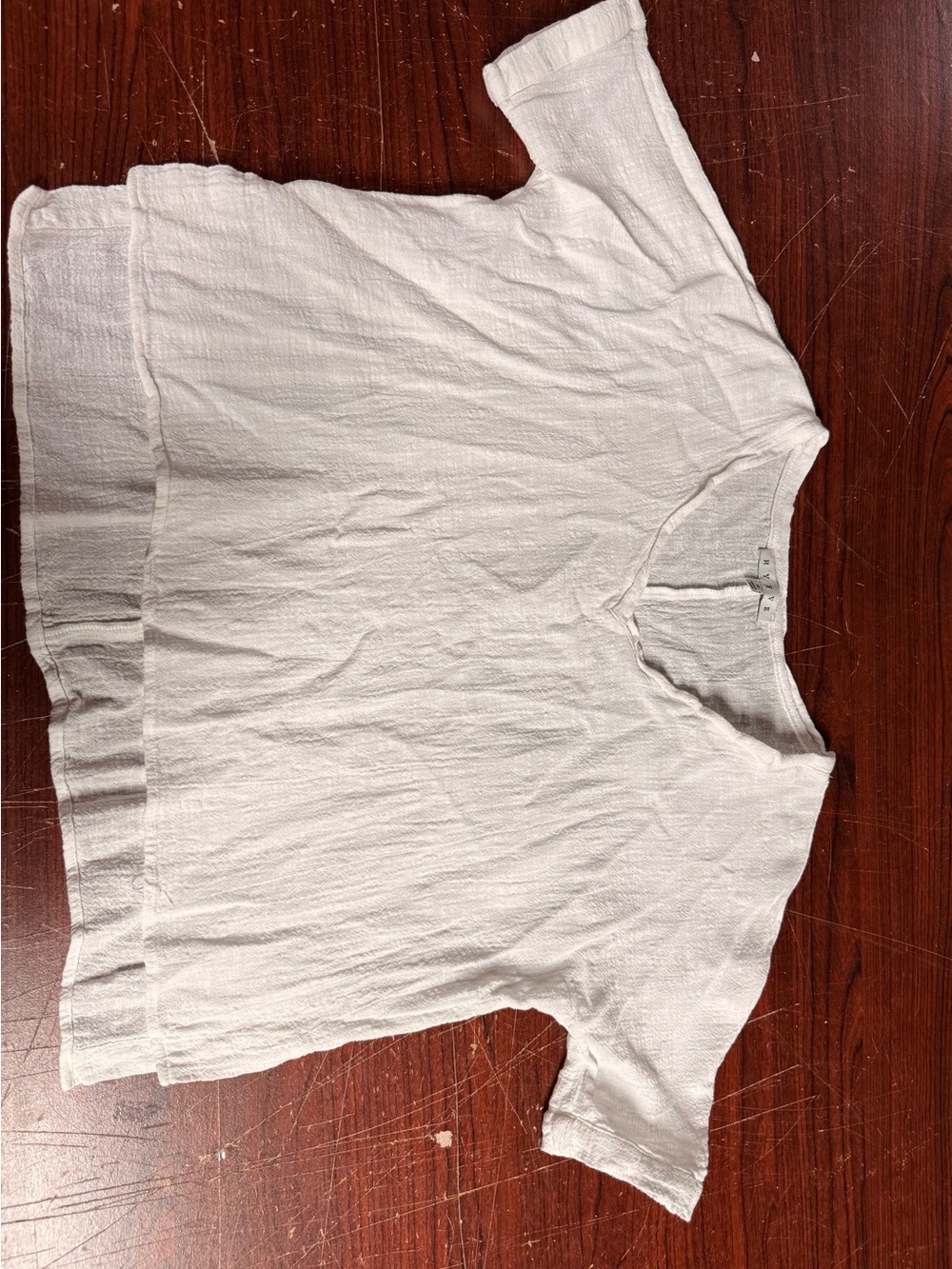 HYFVE Cream Textured Short Sleeve Top